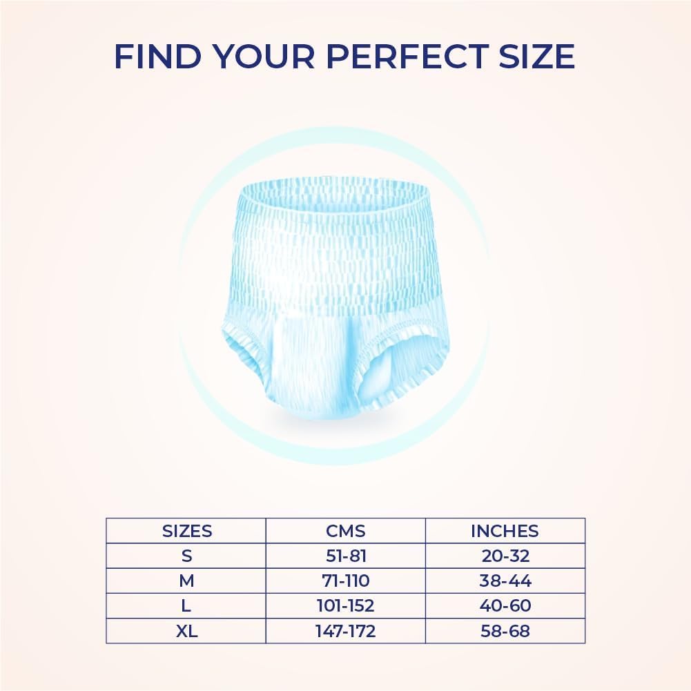 MediSORB Adult Diaper Pants | Small (S) |Waist 51-81 cm (23-32 inches) |High Absorbency -15 Hrs |Rash-Free |Leakproof |Breathable |Odourless |Elastic Waist |For Men & Women | 30 Units, Pack of 3