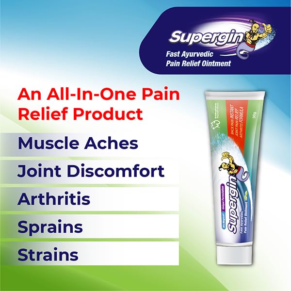Supergin Ayurvedic Instant Pain Relief Ointment: Natural Remedy for Quick and Effective Results BUY 3 GET 1