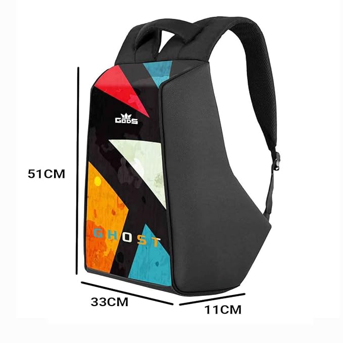 GODS Ghost Tiles Anti Theft 15.6 inch Polyester Laptop Tech Backpack(25 Ltrs, Black)
