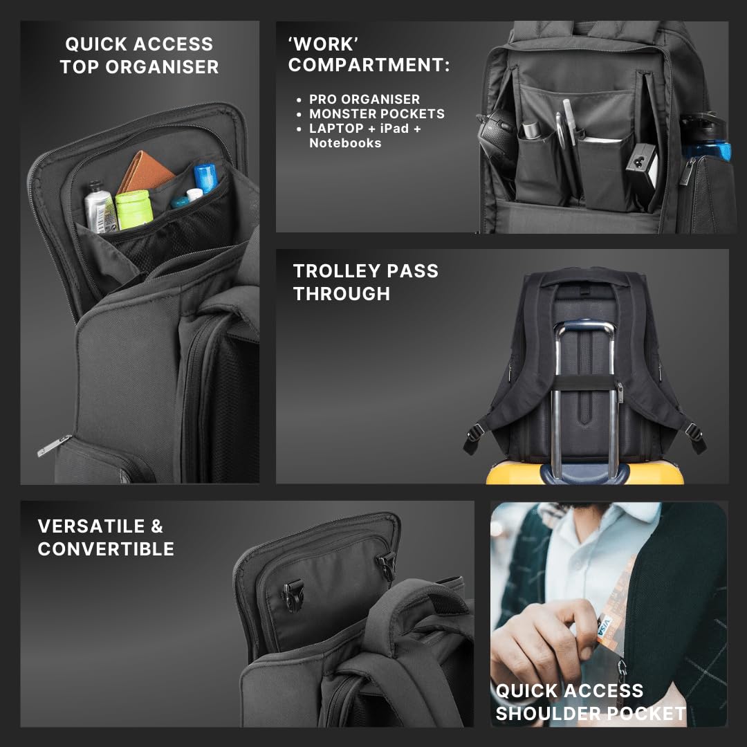 GODS Phenom Anti Theft 15.6 inch Polyester Laptop Tech Backpack(35 Ltrs, Black)