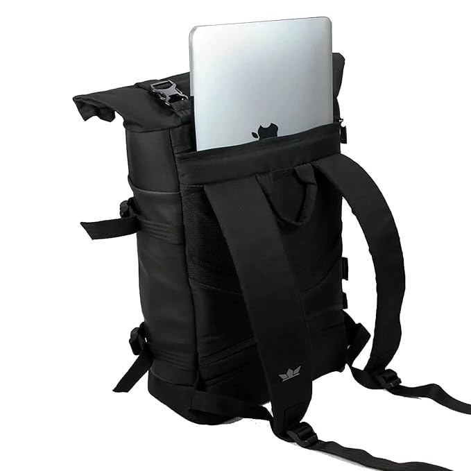 GODS Vajra Roll Top 15.6 inch Polyester Laptop Tech Backpack(25 Ltrs, Black)