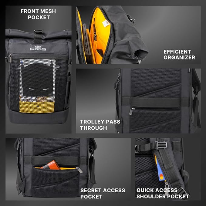 GODS Raptr Roll Top 15.6 inch Polyester Laptop Tech Backpack(30 Ltrs, Black)
