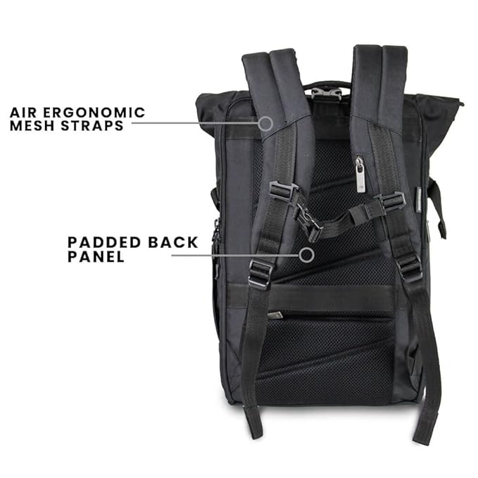 GODS Raptr Roll Top 15.6 inch Polyester Laptop Tech Backpack(30 Ltrs, Black)