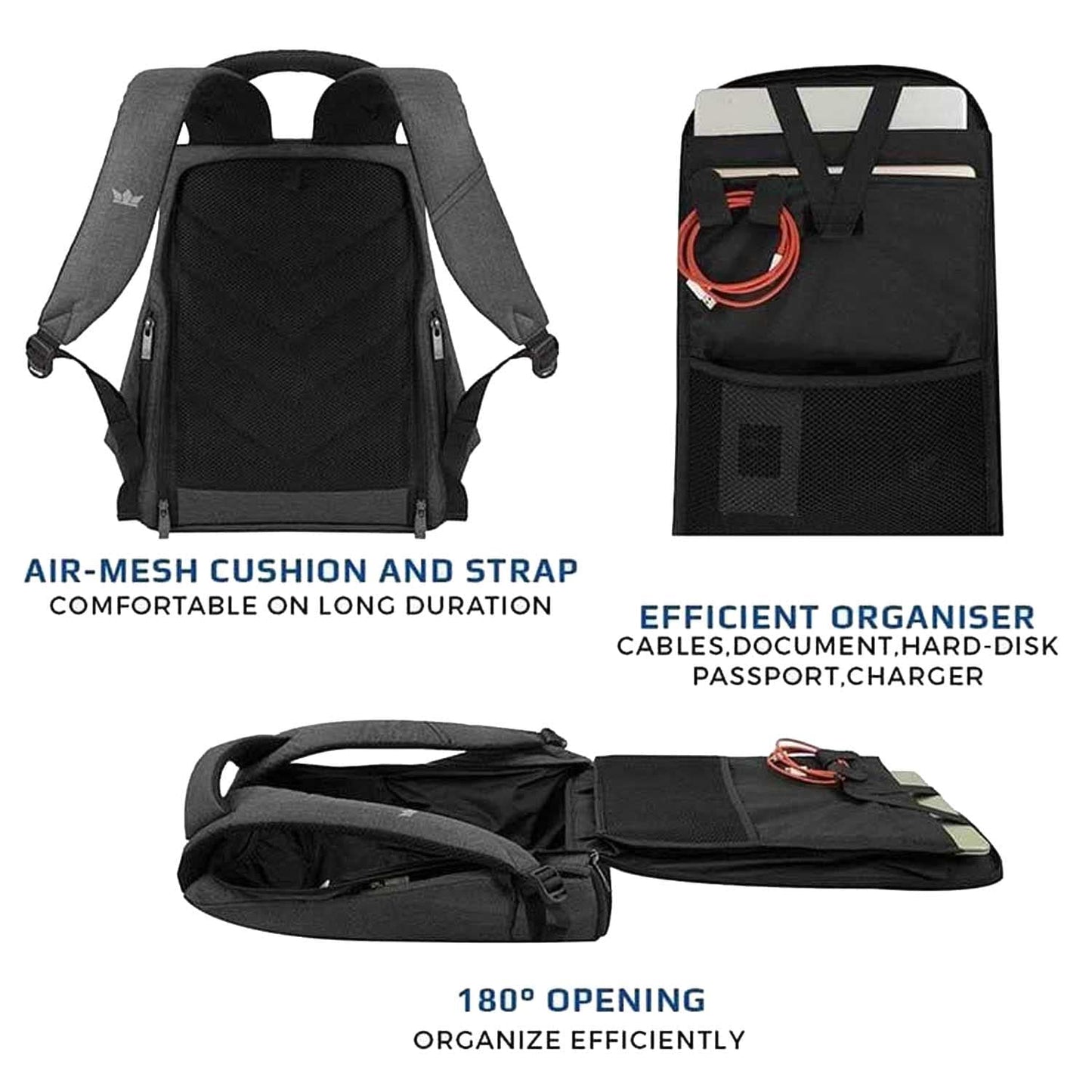 GODS Zarc Anti Theft 15.6 inch Polyester Laptop Tech Backpack(22 Ltrs, Melange)