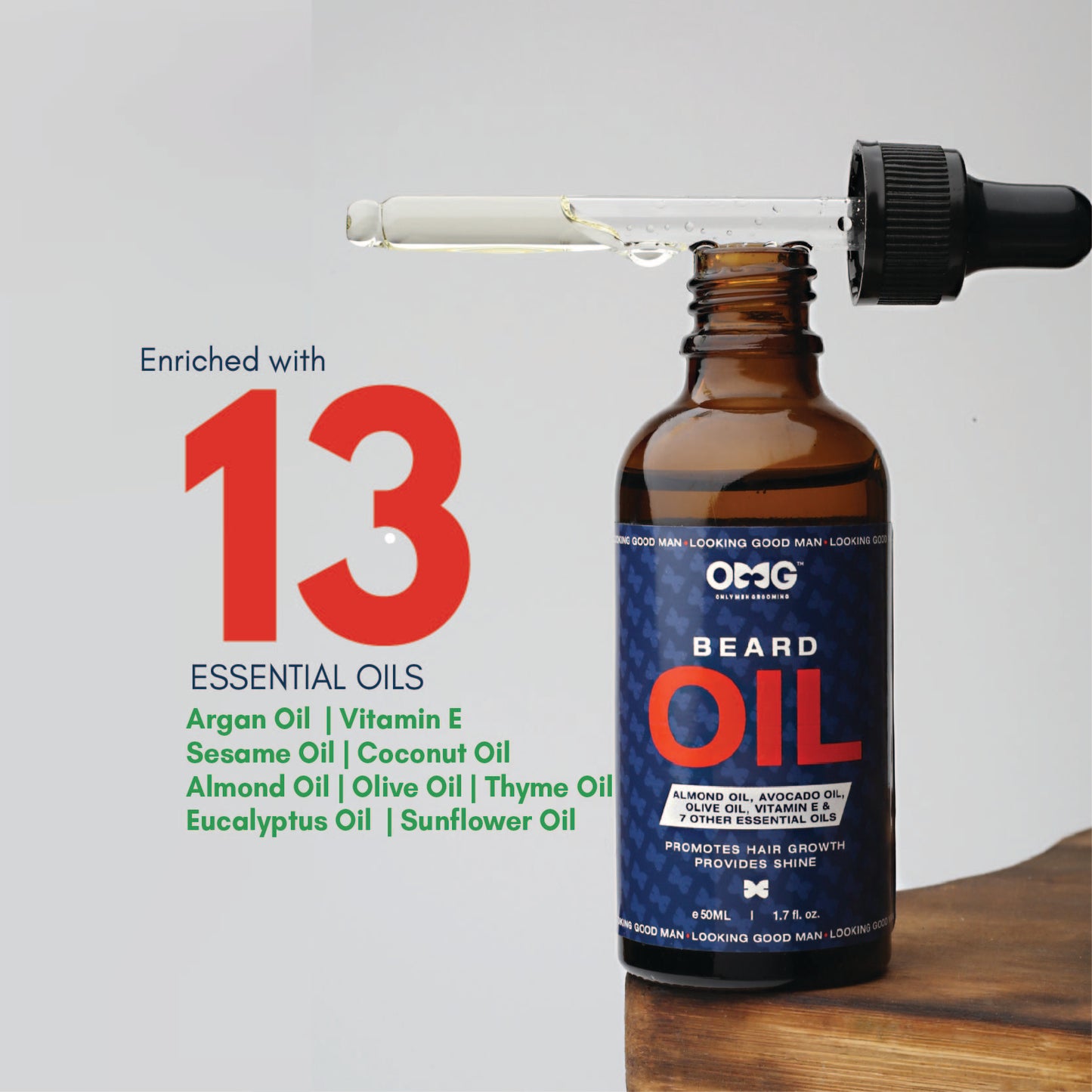 OMG Buy 1 Get 1 Beard Growth Oil 50ml+50ml | Promotes Hair Growth and Gives Shine | Enriched with Vitamin E and 100% Natural Ingredients | Contains Almond Oil, Avocado Oil, Olive Oil