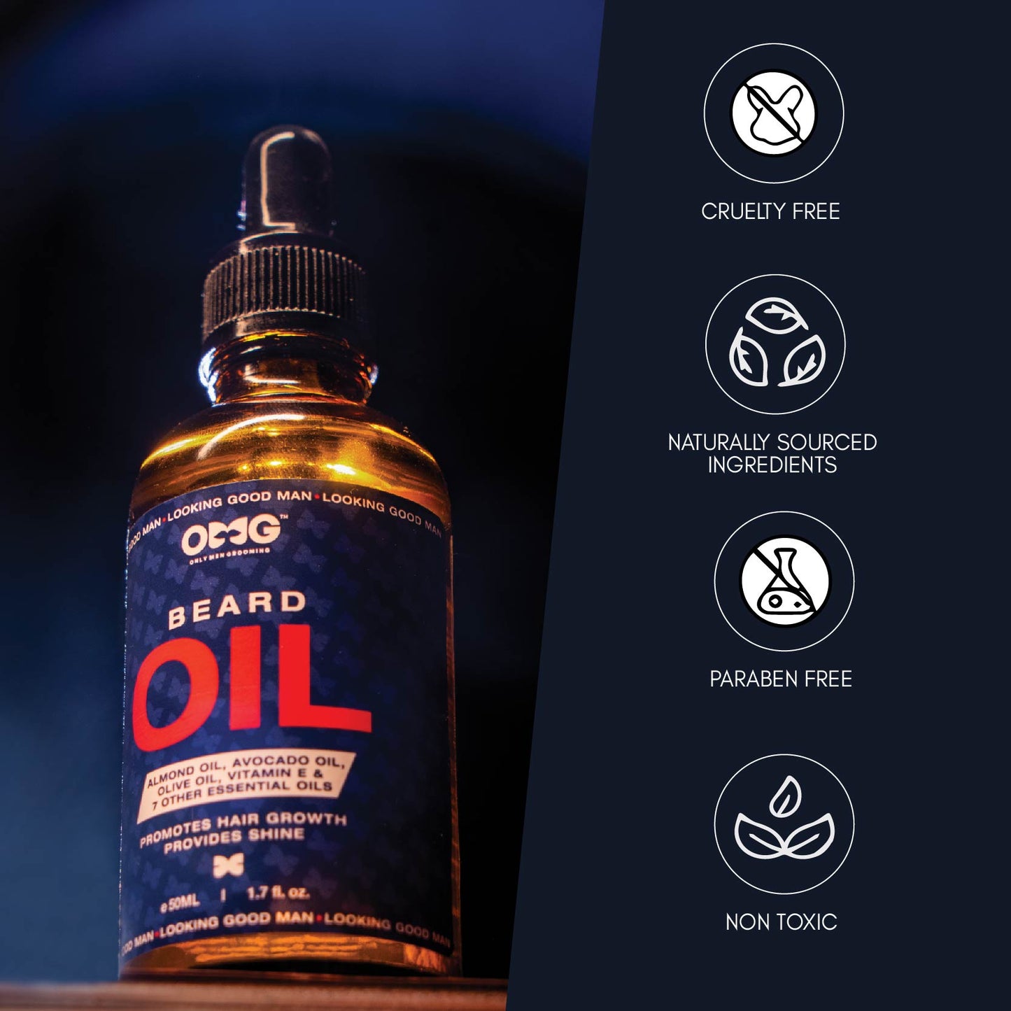 OMG Buy 1 Get 1 Beard Growth Oil 50ml+50ml | Promotes Hair Growth and Gives Shine | Enriched with Vitamin E and 100% Natural Ingredients | Contains Almond Oil, Avocado Oil, Olive Oil