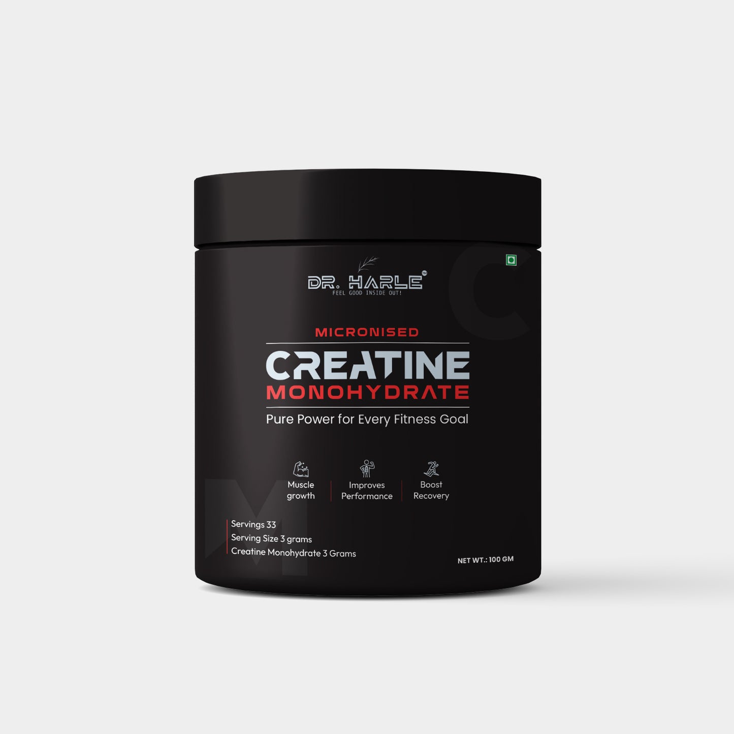 DR. HARLE Pure Creatine Monohydrate Powder 3g Per Serving | Unflavored Micronized for Muscle Growth, Strength & Recovery | 100gm 33 Servings | Dope Free Creatine Mono Hydrate Supplement