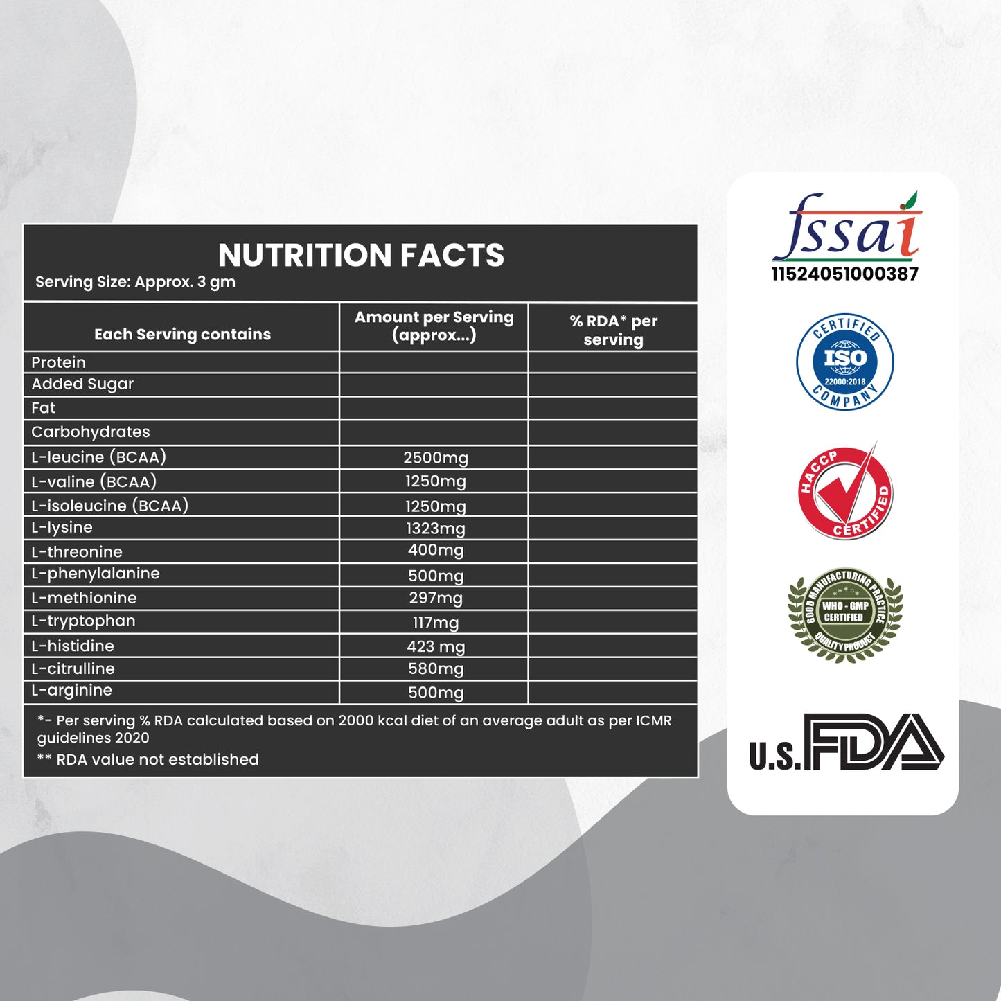 Dr. Harle Meta Fuel BCAA + EAA Powder | 2:1:1 Ratio | All 9 Essential Amino Acids + Electrolytes | Zero Sugar | Fruit Punch Flavor | 250Gm