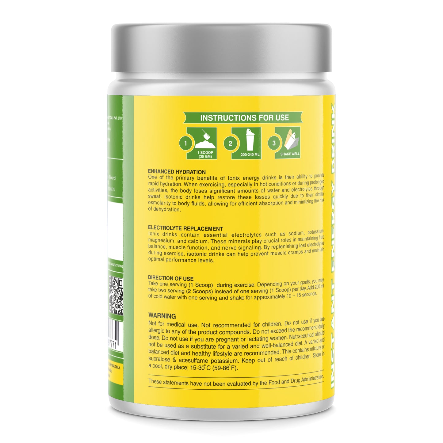 DR. HARLE Ionix Isotonic Energy Drink Powder – 1kg Nimbu Paani Flavor | Electrolyte & Hydration Support
