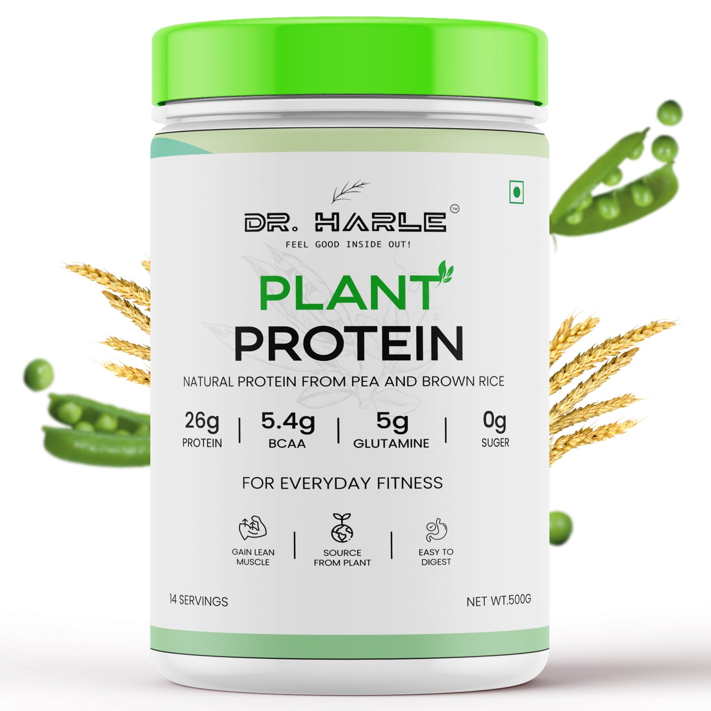 DR. HARLE 100% Vegan Plant Protein Powder for Women & Men 26g Protein, 26 Vitamins & Herbs per Serving with Digestive Enzymes | Supports Muscle Growth & Recovery | All-Natural, Non-GMO, Gluten-Free | Delicious Belgian Chocolate Flavour - 500gm