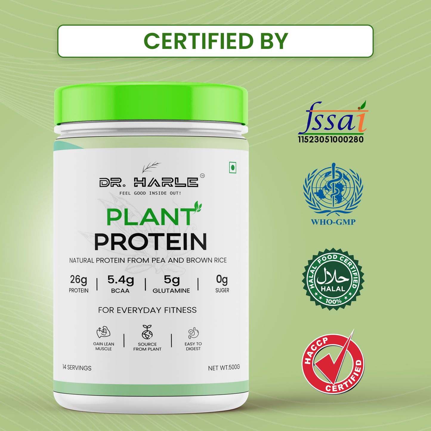 DR. HARLE 100% Vegan Plant Protein Powder for Women & Men 26g Protein, 26 Vitamins & Herbs per Serving with Digestive Enzymes | Supports Muscle Growth & Recovery | All-Natural, Non-GMO, Gluten-Free | Delicious Belgian Chocolate Flavour - 500gm