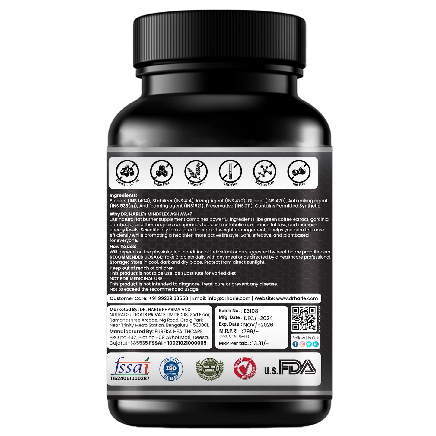 Dr. Harle Fat2Fit Max Plus | Supplement with Natural Ingredients | Suitable for Men and Women | No Added Sugar | 60 Tablet