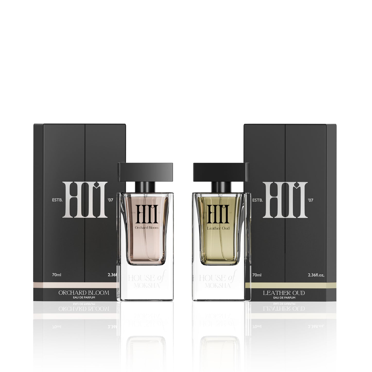 House of Moksha Orchard Bloom and Leather Oud Eau De Parfum (70ml each) I HOM Combo set for Him and Her I Made with clean ingredients I Affordable Diwali Gift set I Ideal for Couples