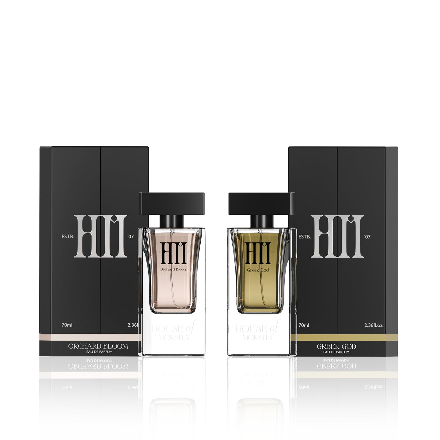 House of Moksha Orchard Bloom & Greek God Eau de Parfum (70ml Each) | Fragrance Set for Men & Women | Crafted with Clean Ingredients | Elegant & Affordable Diwali / Wedding Present