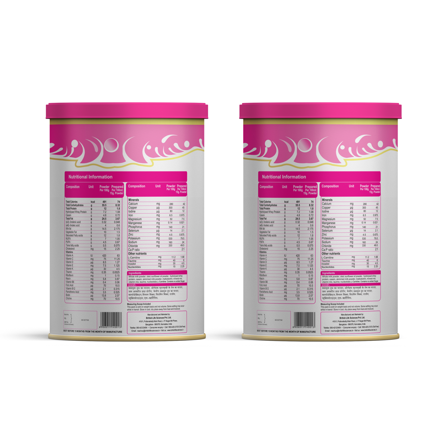 BRITISH LIFE SCIENCES MMS - Infant Formula for 0-6 Months Old |Stage 1 Essential Infant Milk Formula for Overall Development |400 g (Pack of 2)