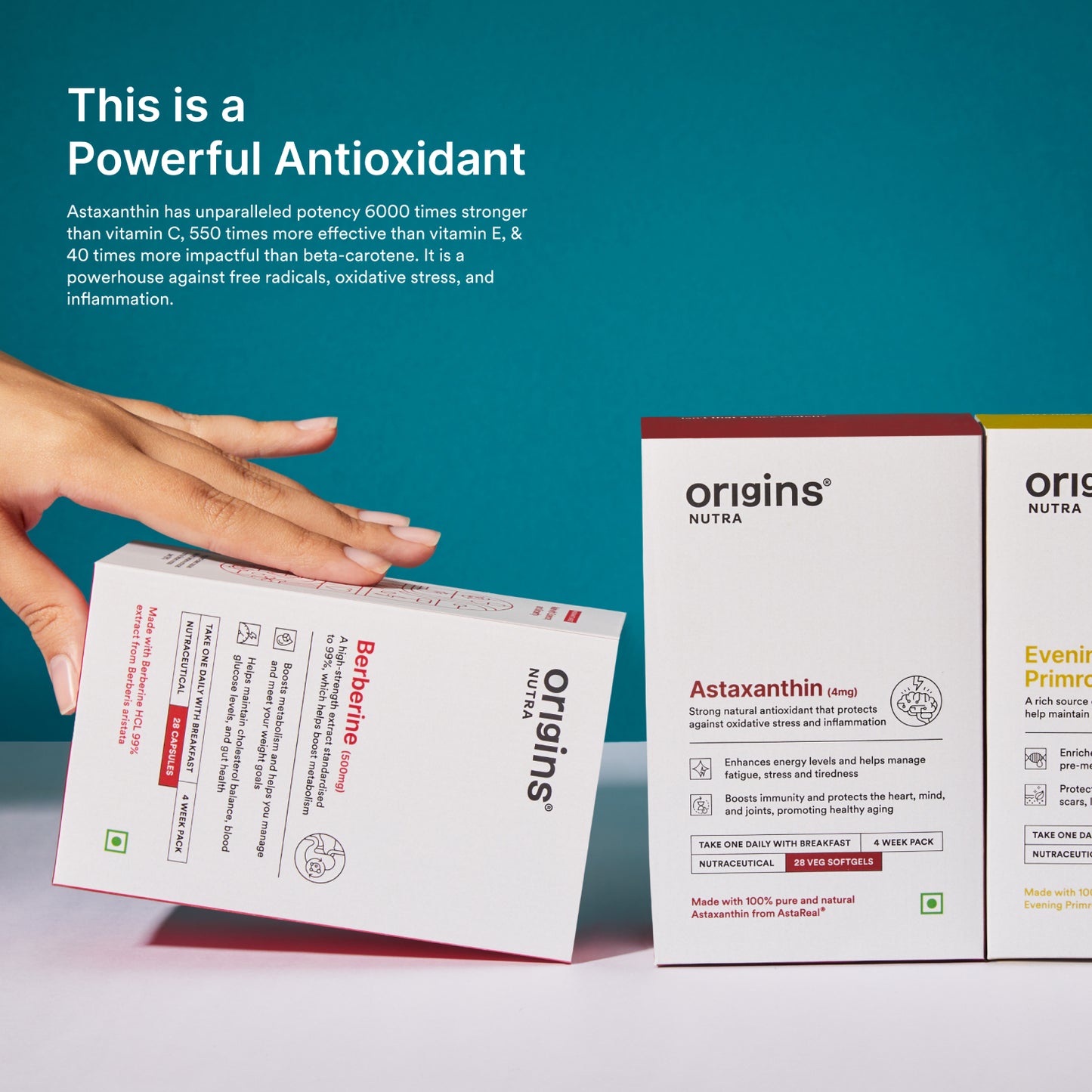 Origins Nutra Astaxanthin | Powerful Antioxidant, UV Protection, Heart, Skin & Eye Health, Joint Support | Astaxanthin |GMP Certified | For Men & Women | 28 Veg Capsules