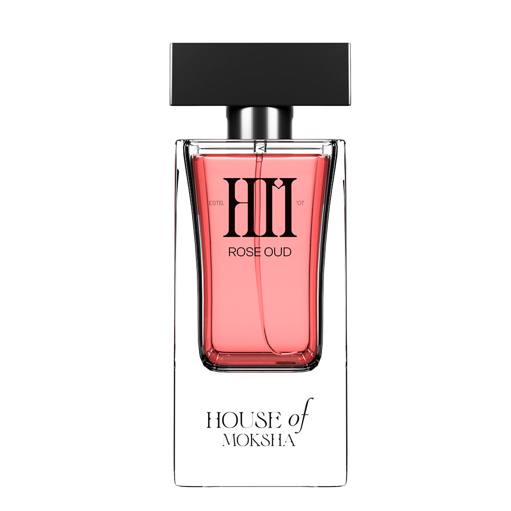 House of Moksha Rose Oud Eau De Parfum - Unisex Perfume, 70ml | A Harmonious Blend of Rose, Geranium, Patchouli, Musk and Oud for a Luxurious Floral-Woody Scent