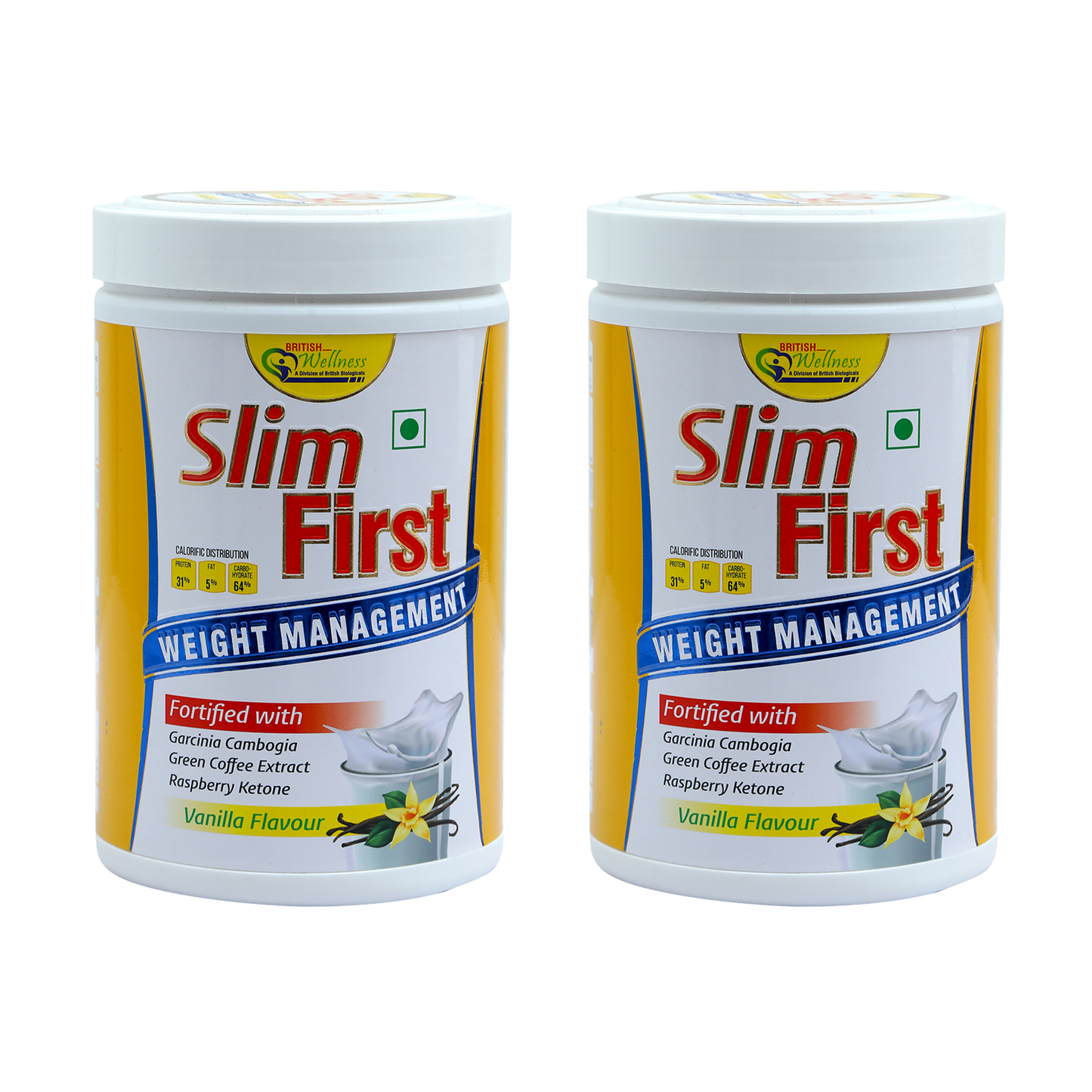 SlimFirst Meal Replacement Shake For Weight Management - 400 GM - Sugar-free, Cholesterol-free, Gluten-free Drink with (Raspberry Ketone & Banaba extract) (Pack of 2)