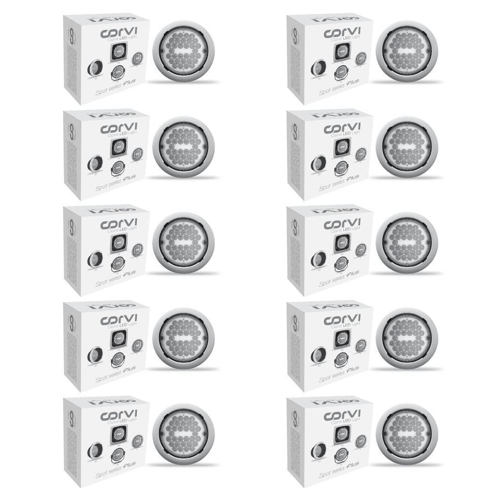 CORVI LED Spot 3 Round 6W Tiltable Spotlight | Driverless, Dimmable, Ultra Low Glare Design with Lens in Lens Technology | White 5700K (Pack of 10)