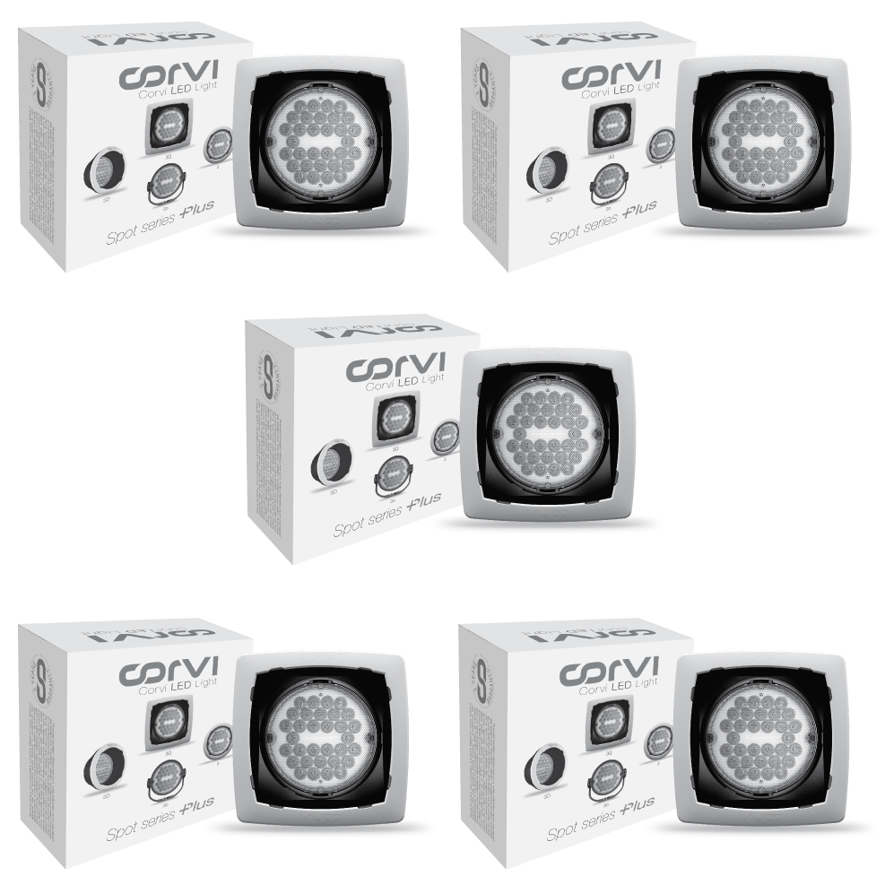 CORVI LED Spot 3Q Square 6W | Slim & Compact, Driverless & Dimmable | Ultra Low Glare with Tiltable Lens in Lens Technology | White 5700K (Pack of 5)
