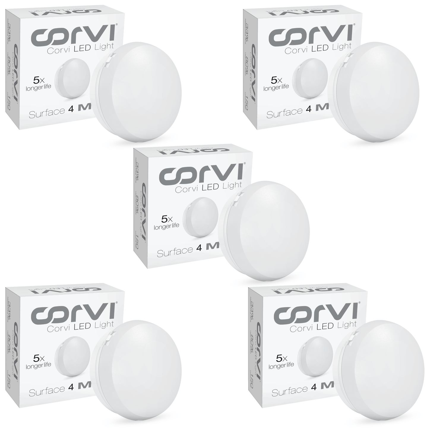 CORVI LED Surface 4 Round 6W | Slim, Driverless, Dimmable Ceiling Panel Light | Full Glow Warm White 3000K | Surface Mount, No False Ceiling Needed (Pack of 5)