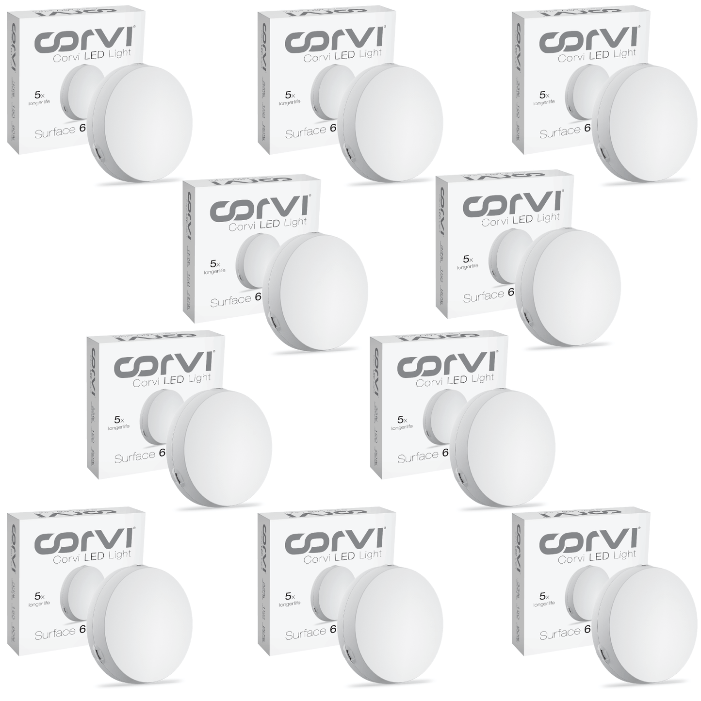 CORVI LED Surface 6 Round 15W | Dimmable & Driverless Ceiling Panel Light | Full Glow, No False Ceiling Required | Slim & Compact | Easy White 4000K (Pack of 10)