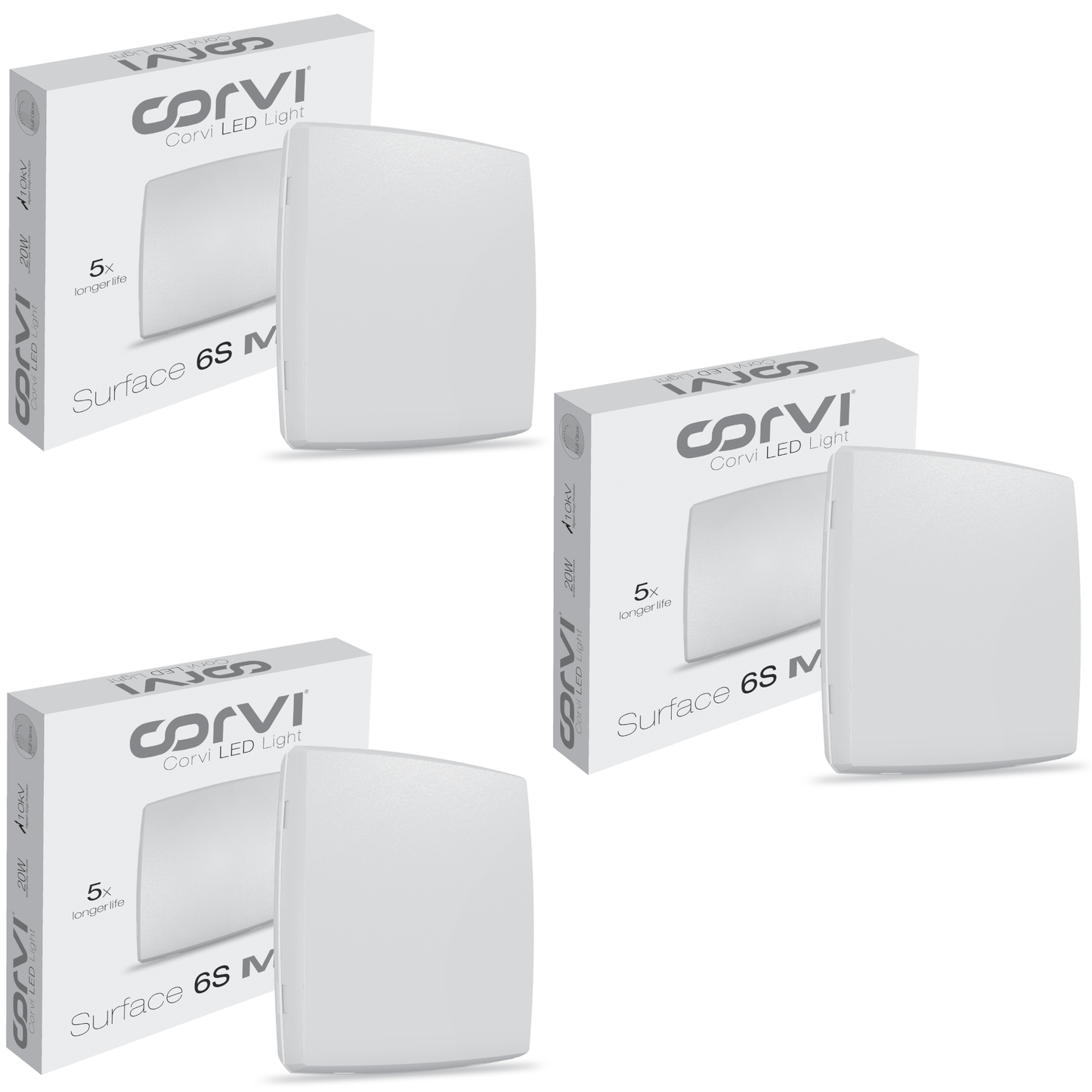 CORVI LED Surface 6S Square 15W | Dimmable, Driverless Ceiling Panel Light | Slim, Full Glow, No False Ceiling Required | White 5700K (Pack of 3)