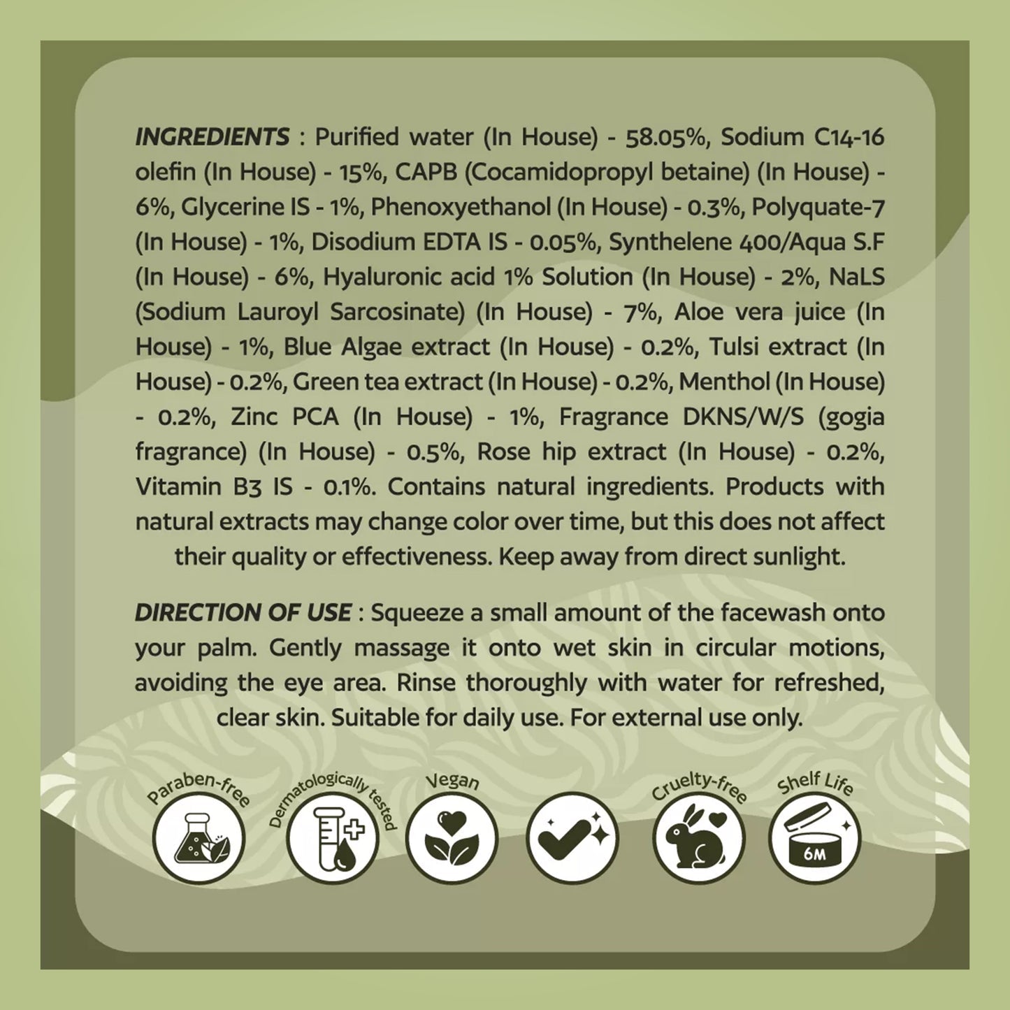 Nuuv Essentials Tulsi & Green Tea Face Wash | Natural Cleansing with Acne-Fighting Formula | Enriched with Vitamin B3 & Rosehip Extract | For All Skin Types | Removes Dirt, Oil & Impurities | 100 ml