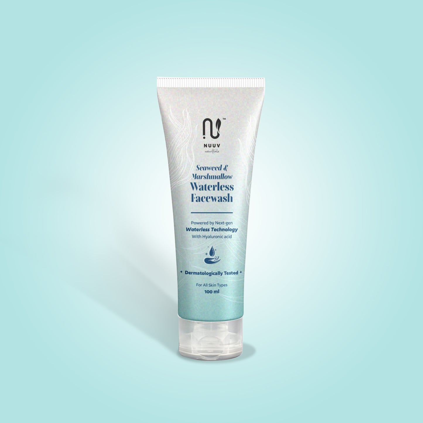 Nuuv Essential - Waterless Face Wash | Rinse-Free Cleanser | Seaweed, Aloe, Marshmallow & Hyaluronic Acid | Hydrating | Vegan | Paraben-Free | For All Skin Types | 100ml