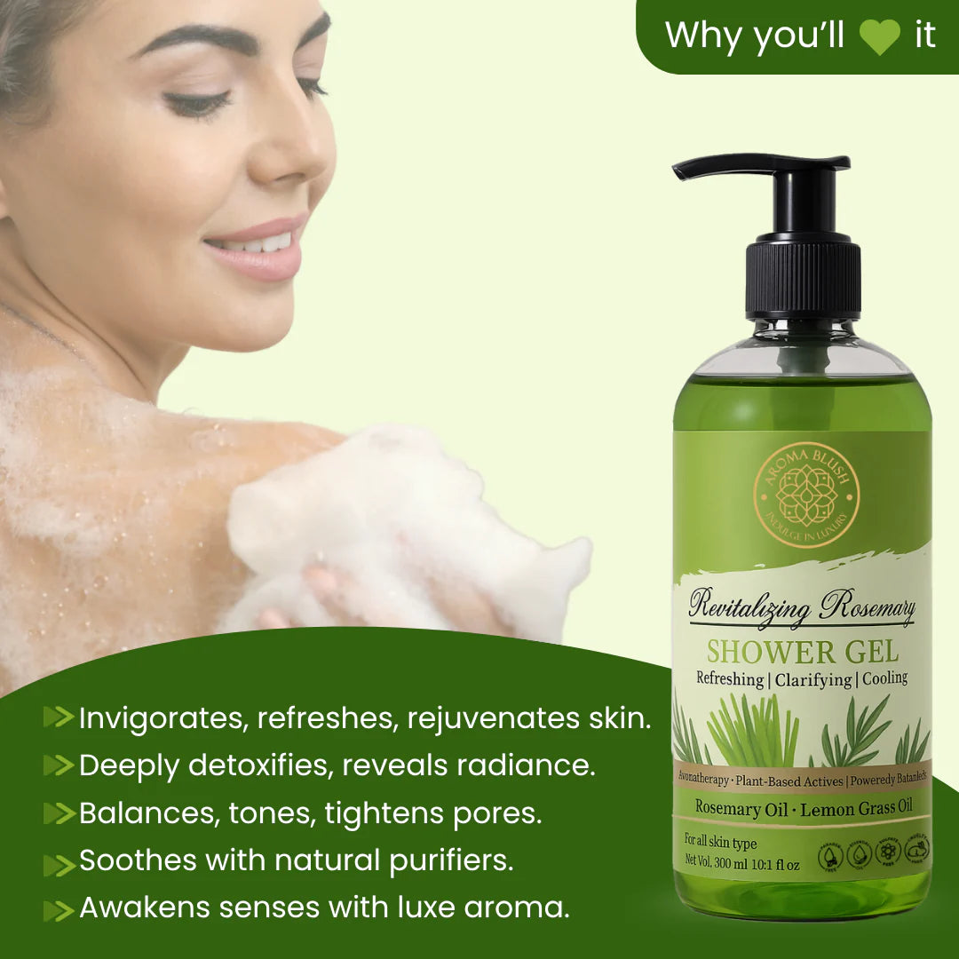 AROMABLUSH Revitalizing Rosemary Body lotion & shower gels duo's