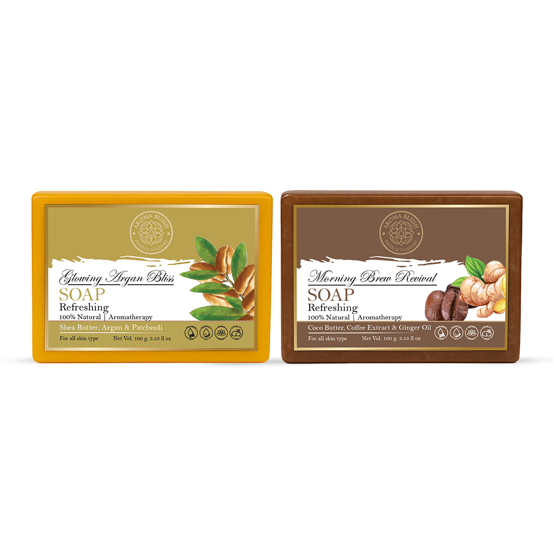 AROMABLUSH Glowing Argan Bliss & Morming Brew Revival Combo Soap