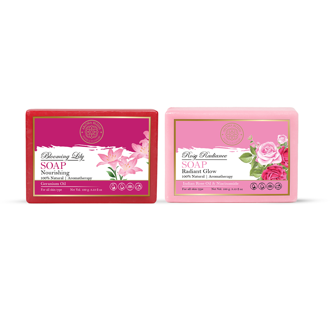 AROMABLUSH Rosy Radiance & Blooming Lily Combo Soap