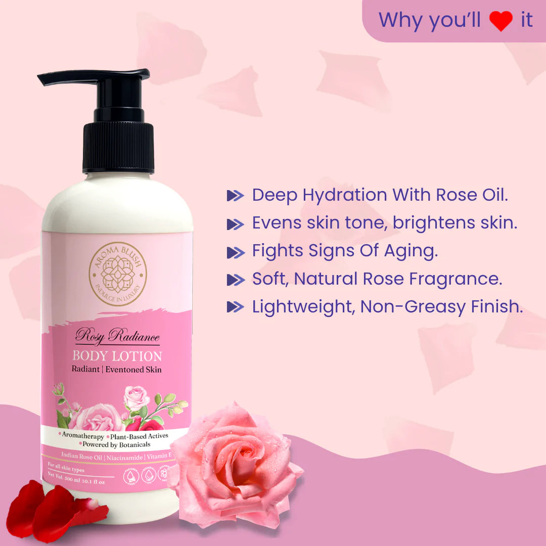 AROMABLUSH Rosy Radiance Body lotion & shower gels duo's