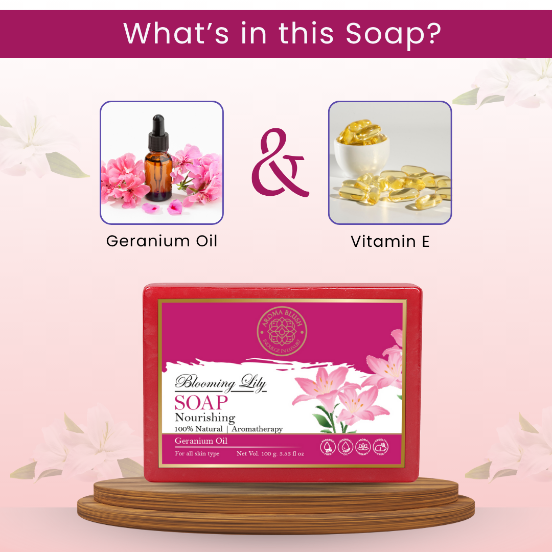 AROMABLUSH Rosy Radiance, Lavender Dream & Blooming Lily Combo Soap