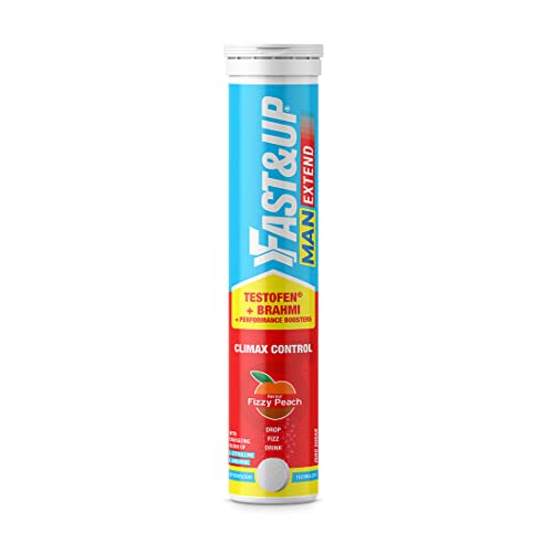 Fast&Up Man Extend | Extended Performance | Nitric Oxide Boosters & Energizing blend | Delays Climax | Have Better Intimate Times | Longer & Harder Sessions (20 Effervescent Tablets, Fizzy Peach Flavor)