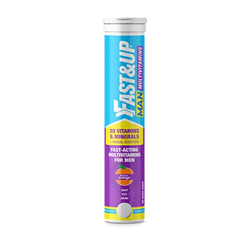 Fast&Up Man Multivitamin |20 Multivitamins | Added Nitric Boosters and Stress relievers | Overall Wellbeing and Strength |Supports Active Lifestyle (20 Effervescent tablets, Tangy Orange flavor)