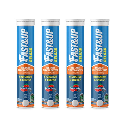 FAST&UP Reload Instant Energy and Hydration Sports Drink - 80 Effervescent Tablets - Forest Fruits Flavour, Pack of 4