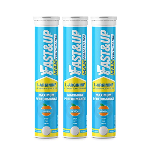 Fast&Up Man Performance- 1500mg (60 tablets) Fast Absorbing L-Arginine With Stamina Booster Blend-Helps Maximize Energy and Blood Flow for Man-Orange Flavor