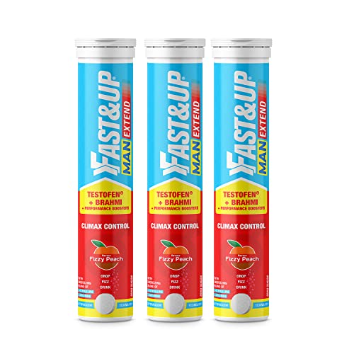 Fast&Up Man Extend | Extended Performance (60 Effervescent Tablets) Nitric Oxide Boosters & Energizing blend | Delays Climax | Have Better Intimate Times | Longer & Harder Sessions- Fizzy Peach Flavor