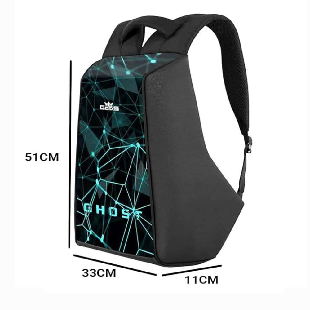 GODS Ghost Neurolink Anti Theft 15.6 inch Polyester Laptop Tech Backpack(25 Ltrs, Black)