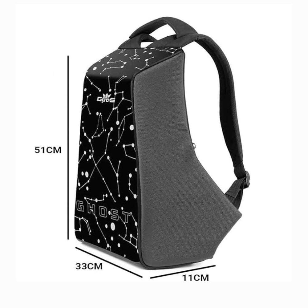 GODS Ghost Constellation Anti Theft 15.6 inch Polyester Laptop Tech Backpack(25 Ltrs, Black)