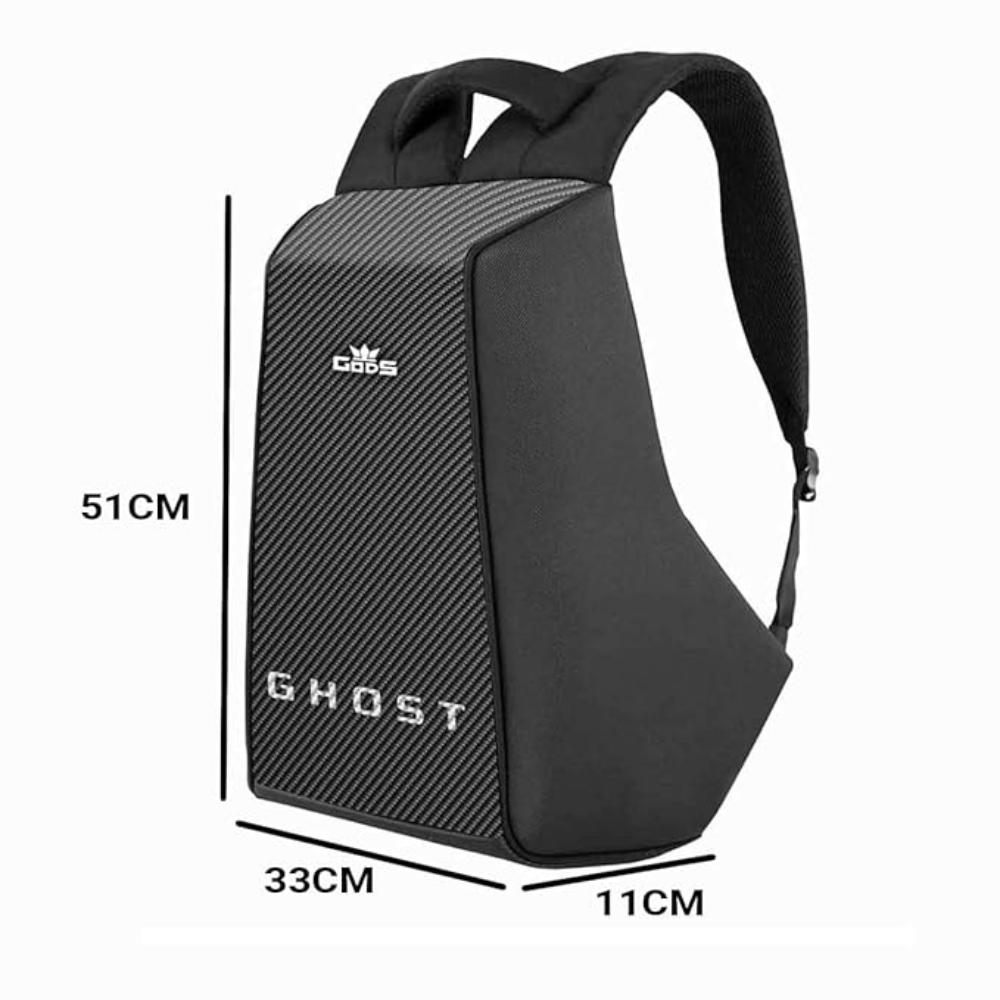 GODS Ghost Carbon Fiber Anti Theft 15.6 inch Polyester Laptop Tech Backpack(25 Ltrs, Black)