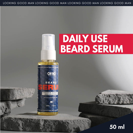 OMG Buy 1 Get 1 Beard Serum 50ml +50ml | Upto 2x Smoother Hair | Enriched with Vitamin E | for Hair Growth | Reduces Dandruff | 100% Natural Ingredients