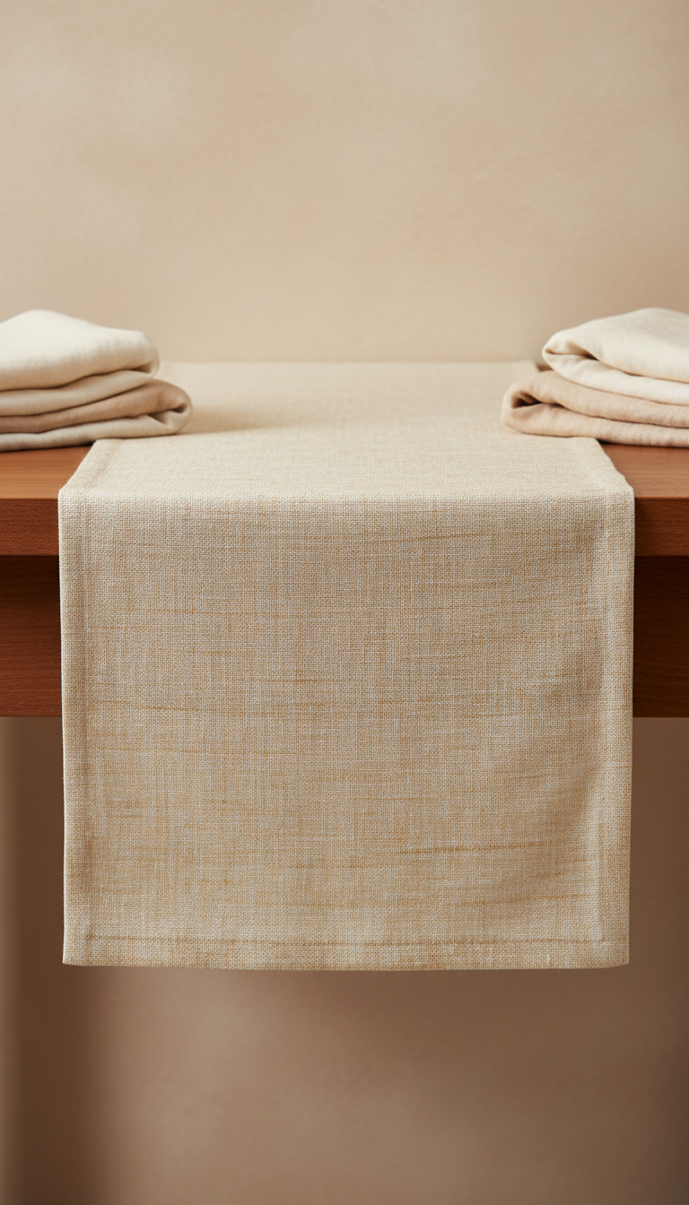 Handwoven Ivory Silk Table Runner