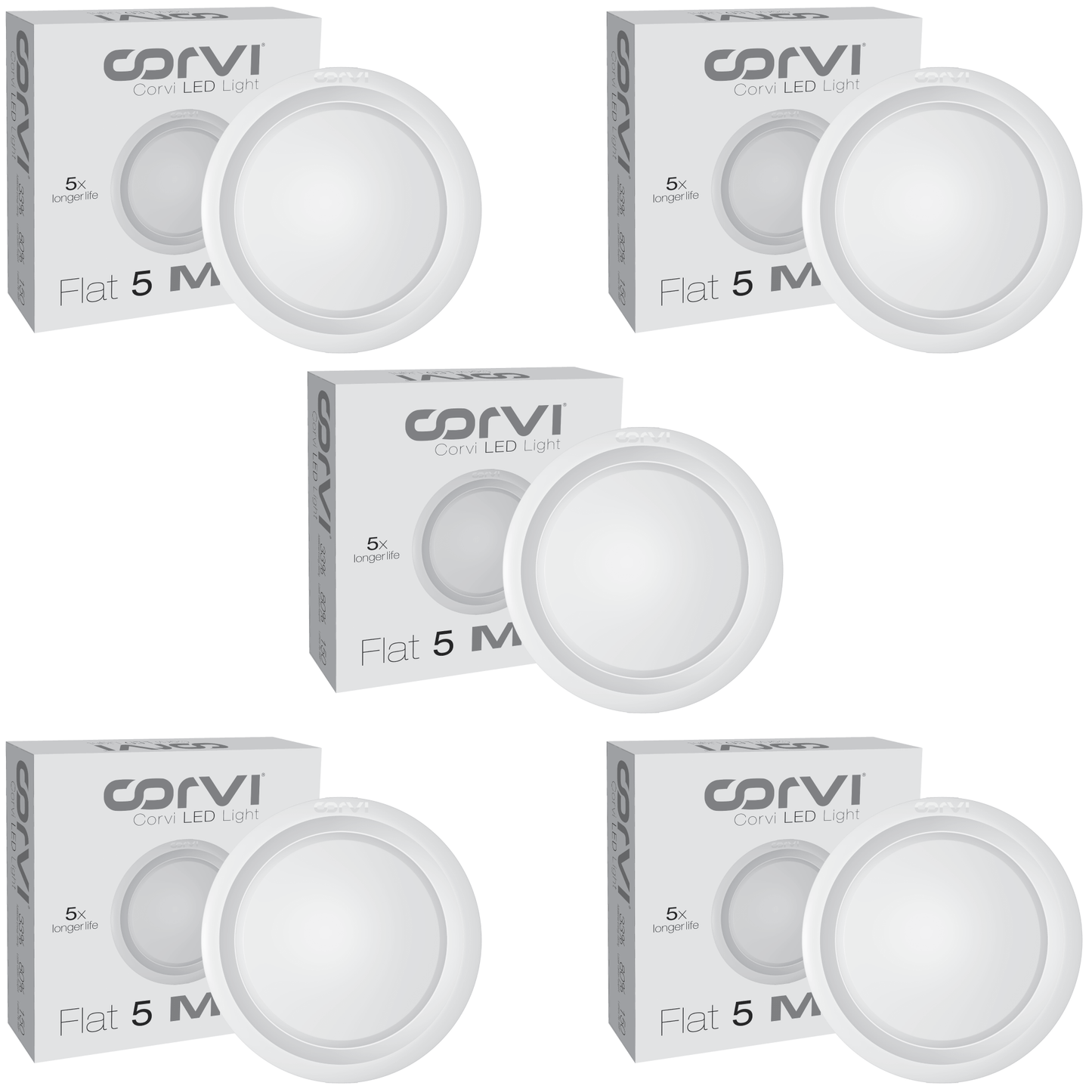 CORVI LED Flat 5 Round False Ceiling Light | 18 Watts illumination using 12 Watts power | Dimmable & Driverless | Backlit for Maximum Output | 3000K Warm White (P5)