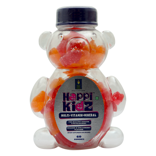 Happi Kidz Multivitamin Gummies For Kids - (60 Count Gummy Bears) - with 16 essential vitamins and minerals - Supports Growth and Immunity -Orange & Strawberry - Children above 2 years - British Lifesciences