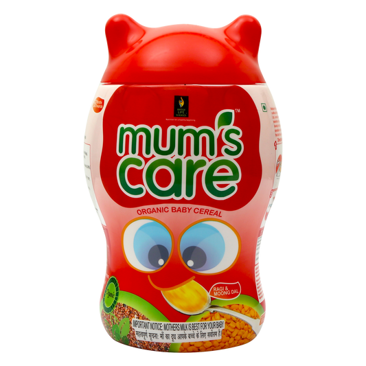 Mums Care Organic baby cereal | From 6 months | Organic cereal | source of Protein & fiber | 300gm | Ragi & Moongdal