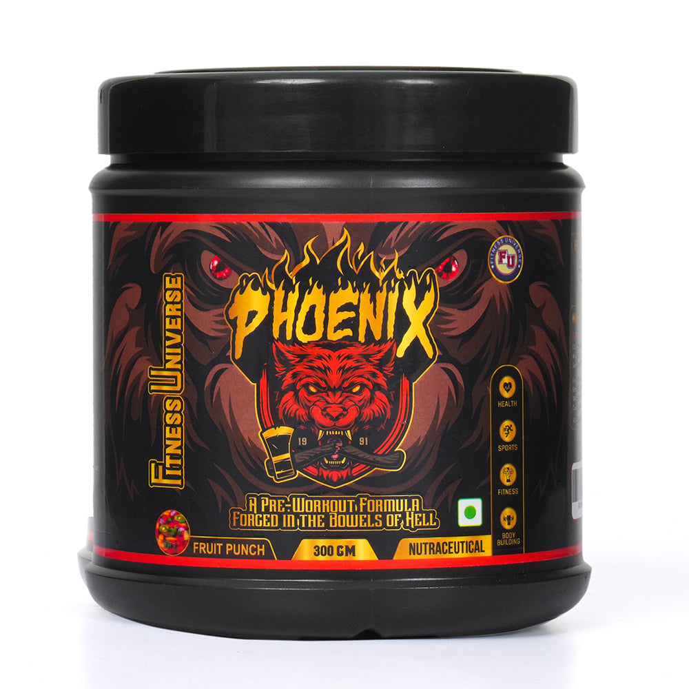 Fitness Universe Phoenix Pre-Workout Supplement | Fruit Punch | 300g | 30 Servings | With Creatine Monohydrate & Beta-Alanine | Contains Natural Caffeine | For Performance & Energy Boost