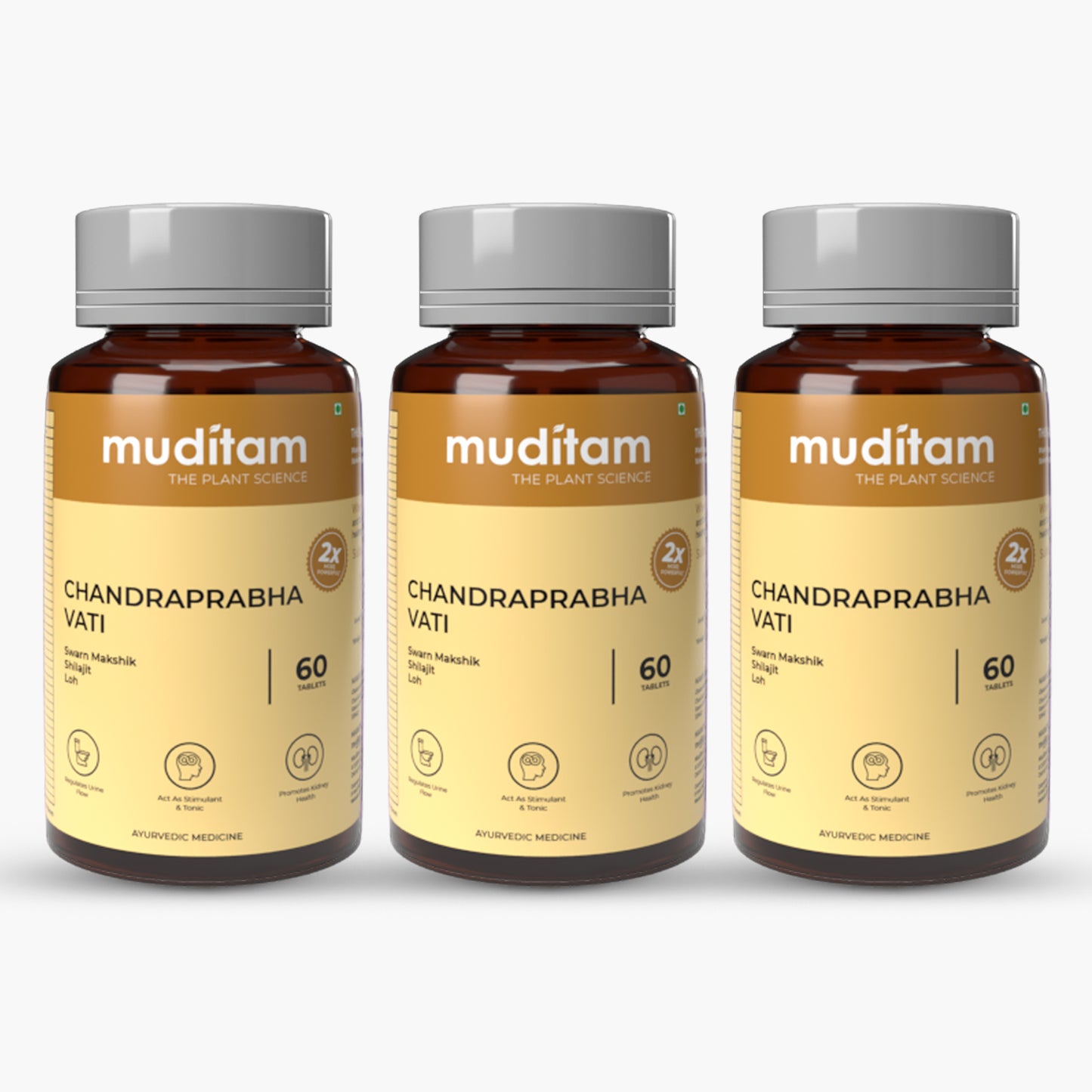 Muditam Chandraprabha Vati | Health supplement to manage Blood Sugar | Pack of 3 Bottles | 180 Tablets