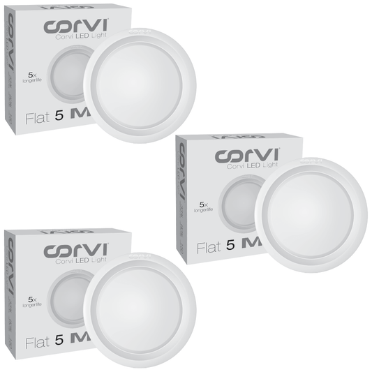 CORVI LED Flat 5 Round False Ceiling Light | 18 Watts illumination using 12 Watts power | Dimmable & Driverless | Backlit for Maximum Output | 3000K Warm White (P3)